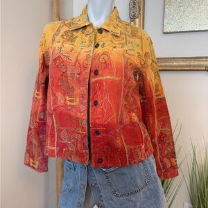 Chico's Folk Persian MUSIC Aztec Tribal Embroidered Art-to-Wear Jacket 0= 4/6